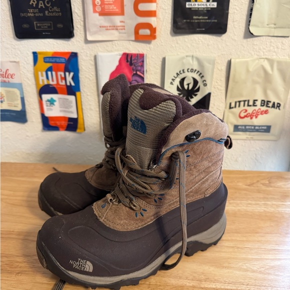 Women's North Face Primaloft Winter Snow Boots Size 6 Brown - Picture 3 of 7